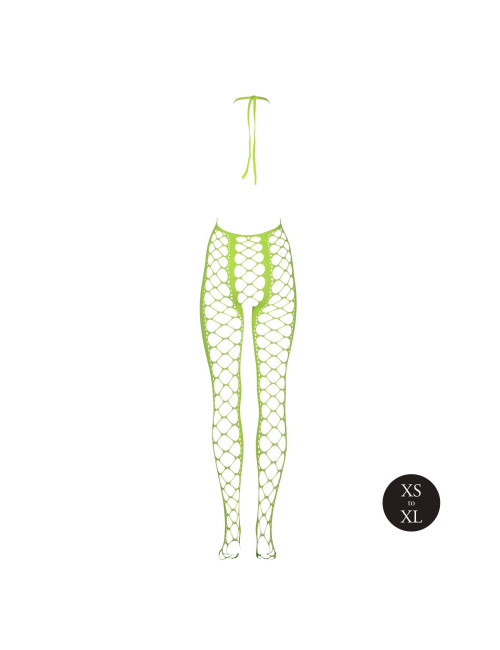 Ouch! Neonowozielone bodystocking z halterneckiem XS/XL