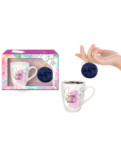 Zestaw Kubek Baryłka 300ml + Pompon Granatowy BGtech