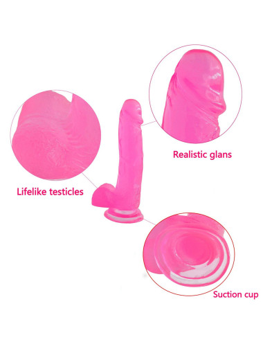 8 Jelly Studs Crystal Dildo Large Pink