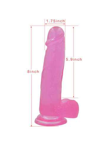 8 Jelly Studs Crystal Dildo Large Pink