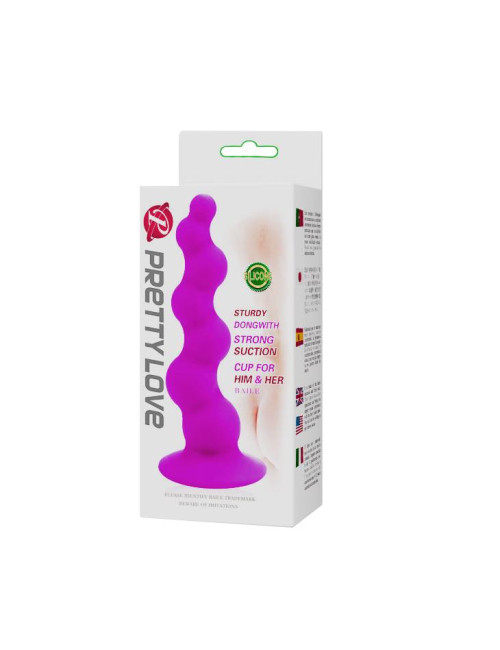 PRETTY LOVE Sturdy Dongwith – silikonowy korek analny z przyssawką, wodoodporny, fioletowy, zabawki analne/pręty
