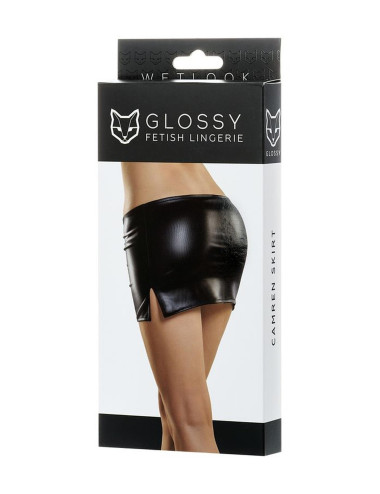 Glossy Shiny Wetlook skirt CAMREN - black M