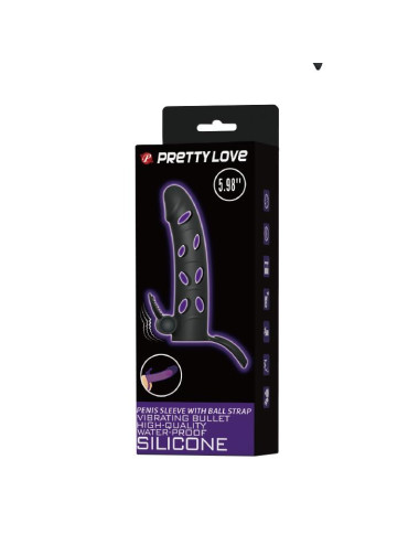 PRETTY LOVE - Vibrating Penis Sleeve with Ball Strap