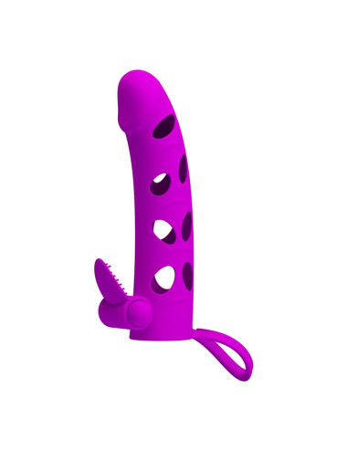 PRETTY LOVE - Vibrating Penis Sleeve with Ball Strap - Zabawki Nakładki Przedłużki z silikonu