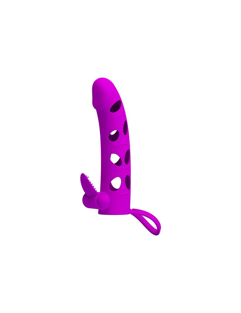 PRETTY LOVE - Vibrating Penis Sleeve with Ball Strap - Zabawki Nakładki Przedłużki z silikonu