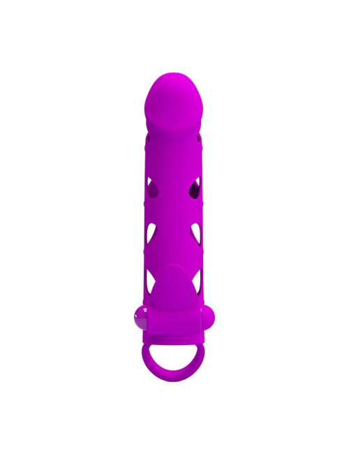 PRETTY LOVE - Vibrating Penis Sleeve with Ball Strap - Zabawki Nakładki Przedłużki z silikonu