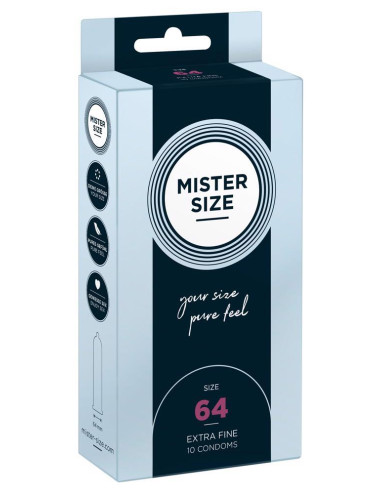 Mister Size 64mm - prezerwatywy wegańskie, naturalny lateks, zestaw 10