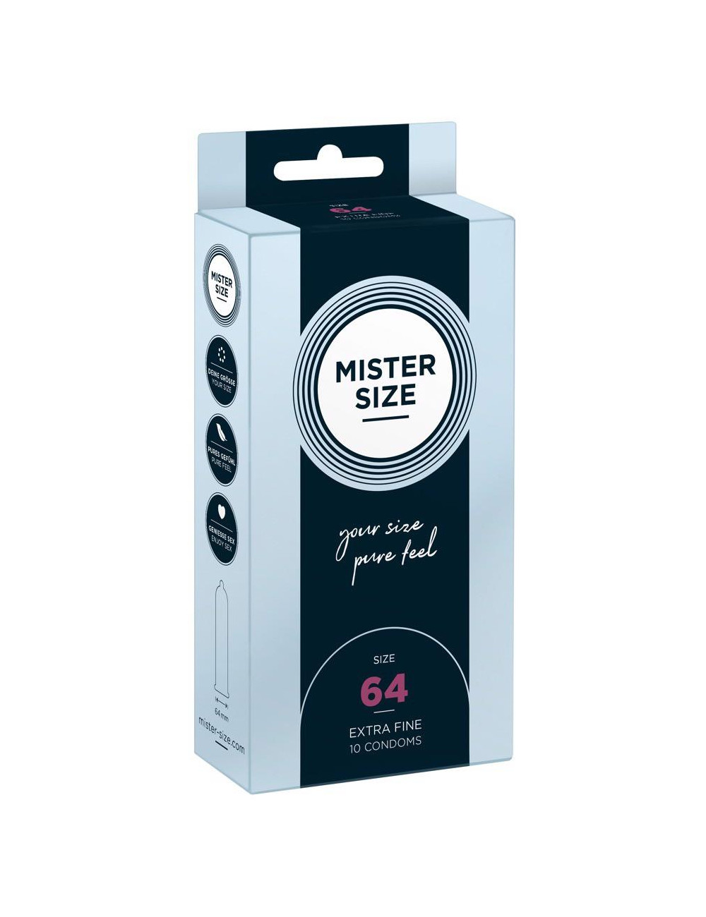 Mister Size 64mm - prezerwatywy wegańskie, naturalny lateks, zestaw 10