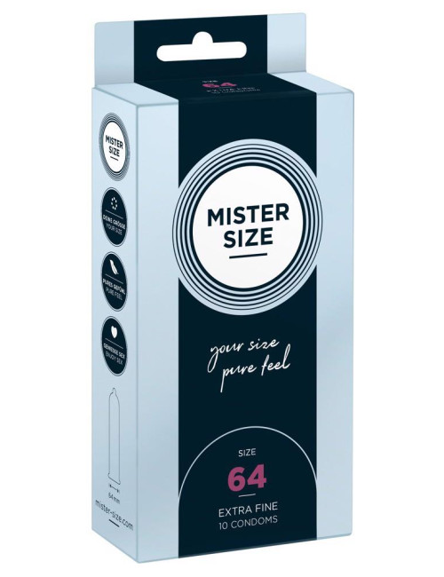 Mister Size 64mm - prezerwatywy wegańskie, naturalny lateks, zestaw 10