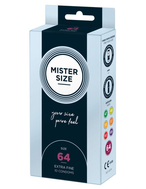 Mister Size 64mm - prezerwatywy wegańskie, naturalny lateks, zestaw 10
