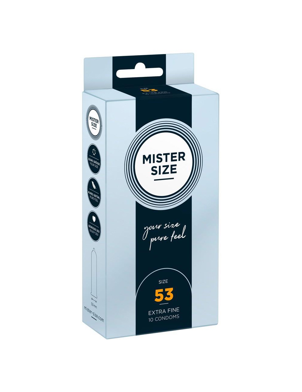 Mister Size 53mm - wegańskie prezerwatywy transparentne, 10 szt.