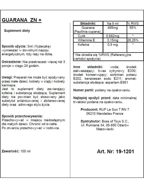Ruf Aphrodict Guarana ZN Suplement Diety 100 ml