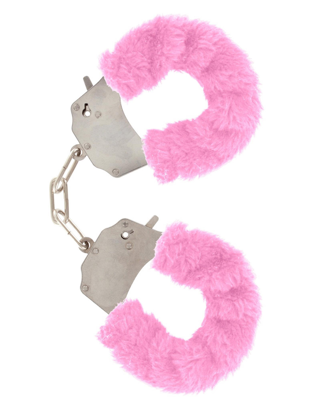 Kajdanki BDSM Furry Fun Cuffs Pink - Regulowane z futrem, zestaw z kluczykami