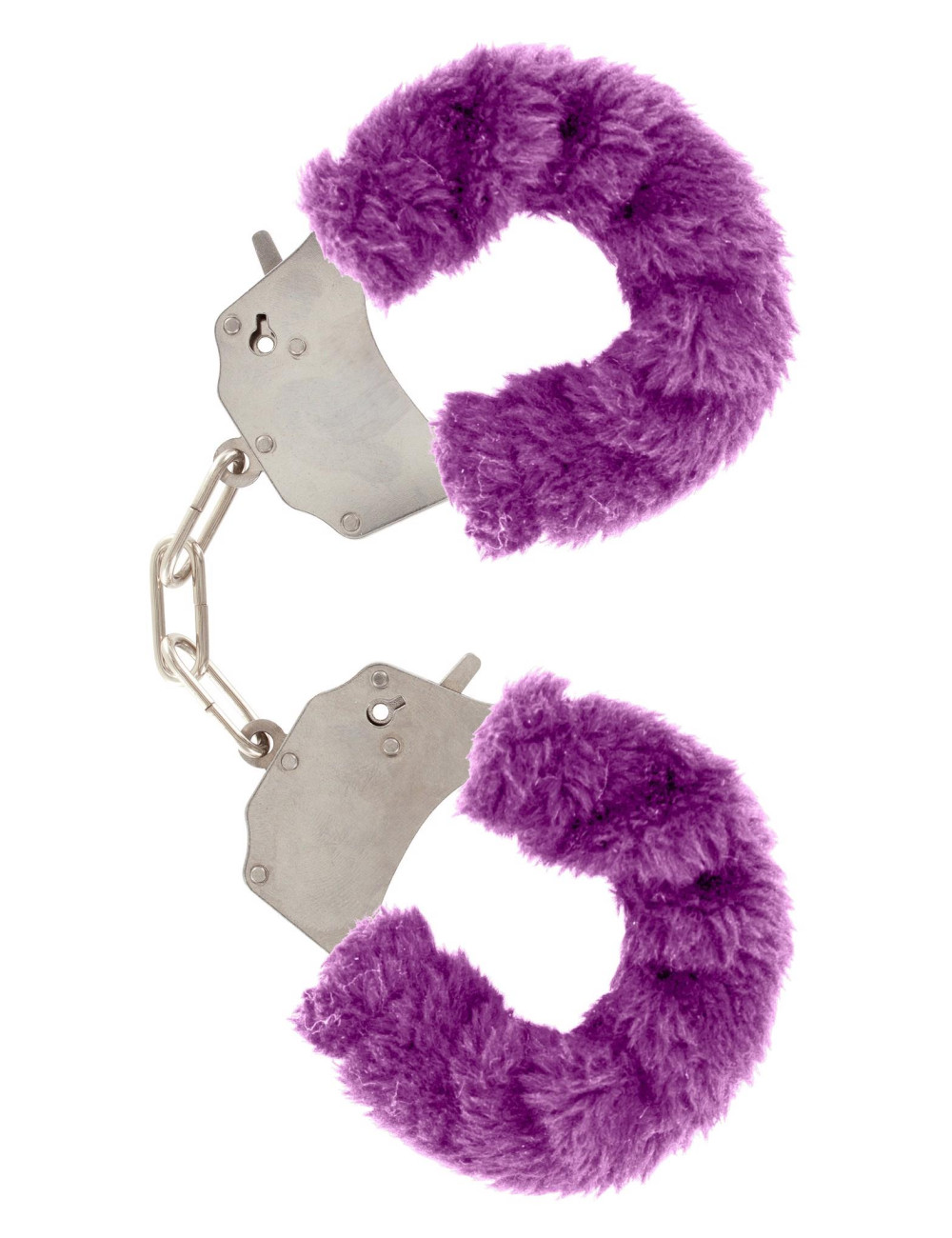 Furry Fun Cuffs Purple - Kajdanki BDSM z futerkową wyściółką, regulowane, zestaw z kluczykami