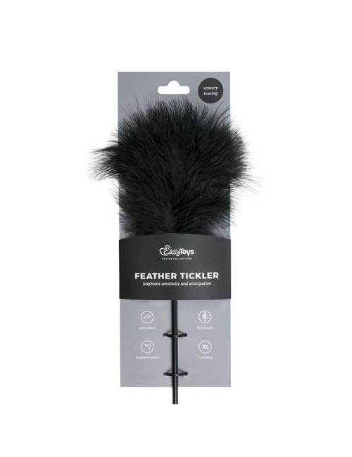 Pejcz-Black Tickler Long – Zabawki BDSM Bicze z łaskoczącymi piórkami