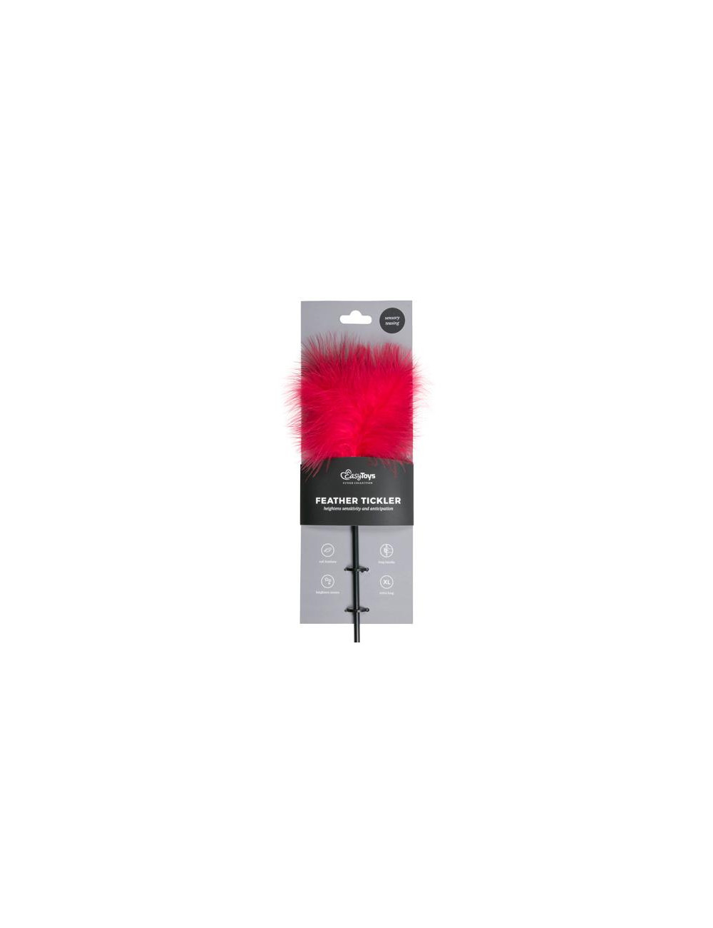 Pejcz Red Tickler Long - Bicze BDSM z łaskoczącymi piórkami, zabawki dla dorosłych, 44 cm