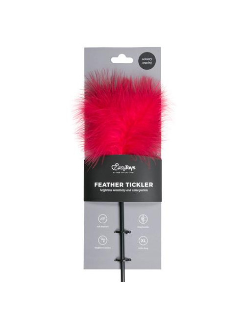 Pejcz Red Tickler Long - Bicze BDSM z łaskoczącymi piórkami, zabawki dla dorosłych, 44 cm