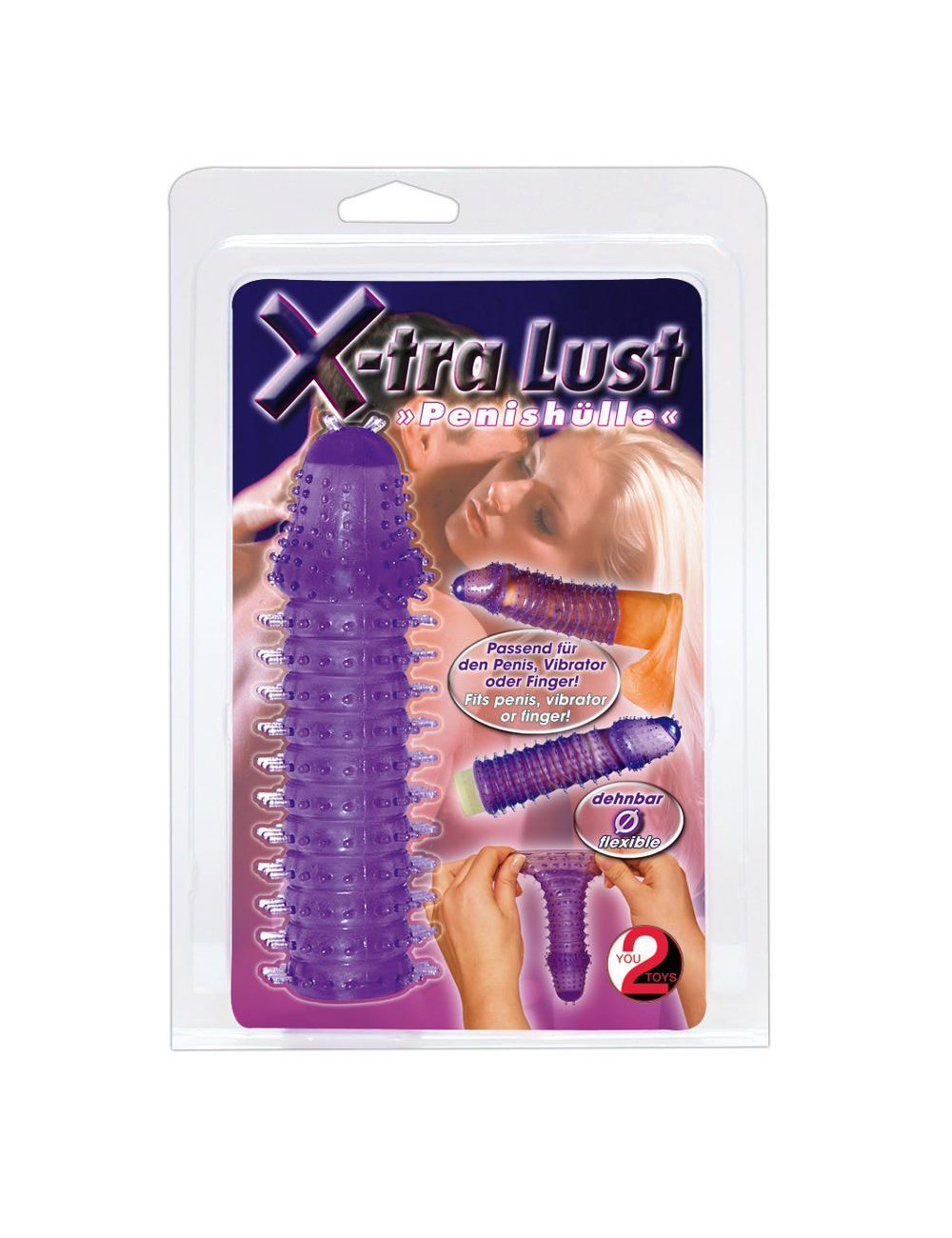 Super Stretch Lila - Nakładka/Przedłużka silikonowa TPE do penisa i wibratora, 14,5 cm