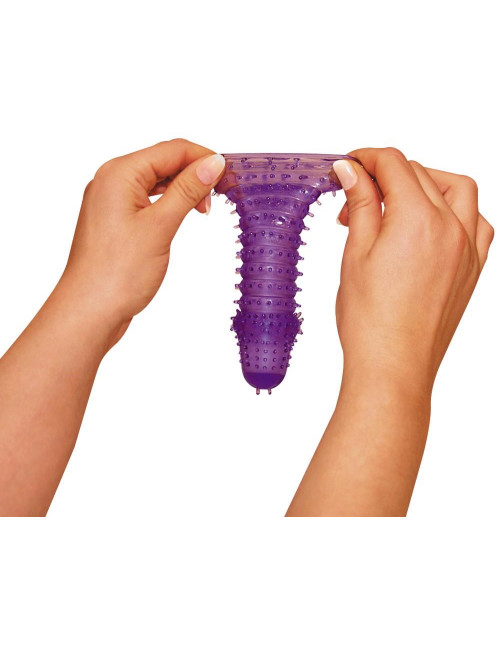 Super Stretch Lila - Nakładka/Przedłużka silikonowa TPE do penisa i wibratora, 14,5 cm