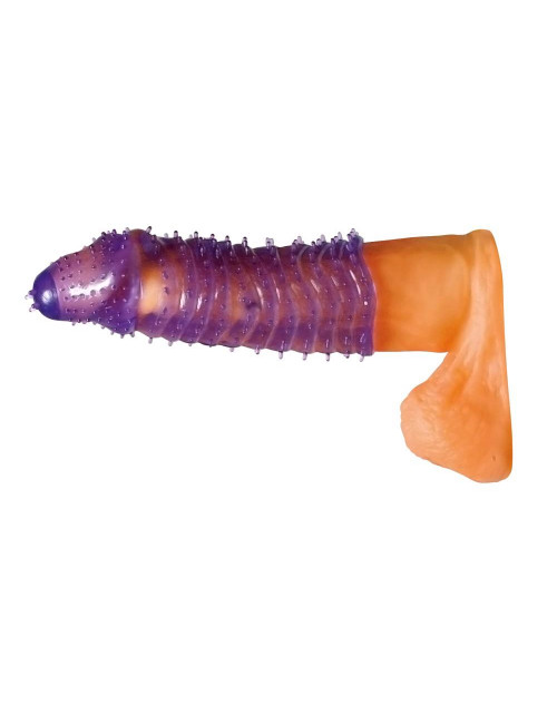 Super Stretch Lila - Nakładka/Przedłużka silikonowa TPE do penisa i wibratora, 14,5 cm