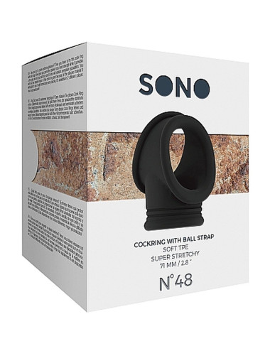 No.48 - Cockring with Ball Strap - Black