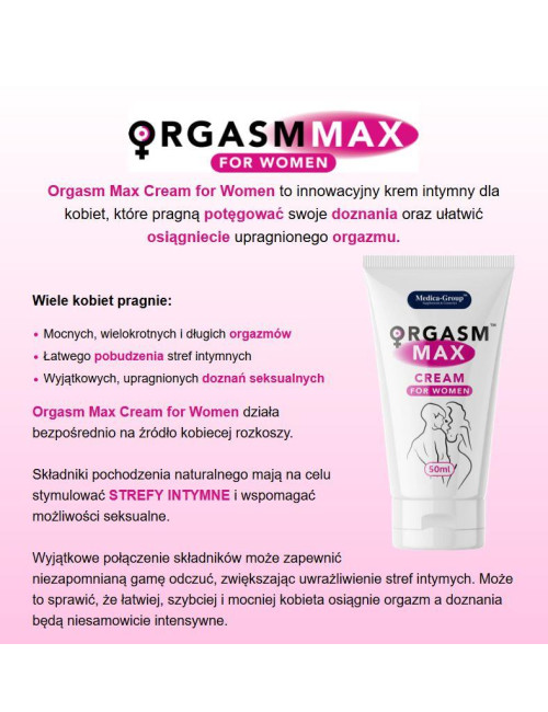 Żel/sprej Orgasm Max Cream dla Kobiet - Afrodyzjaki, Stymulacja, 50 ml