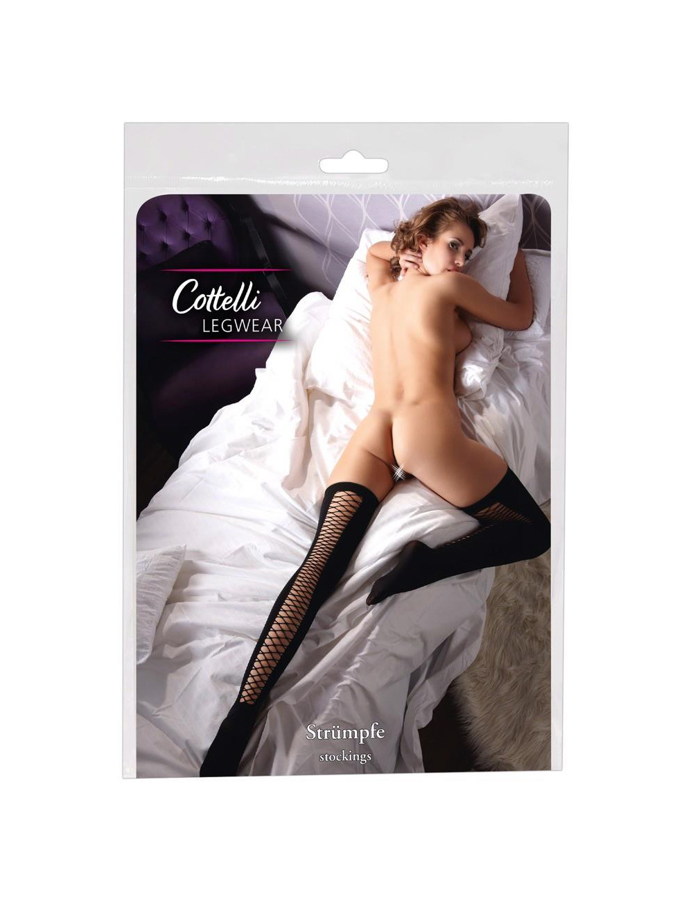 Cottelli Legwear - Czarne pończochy kabaretki S/M
