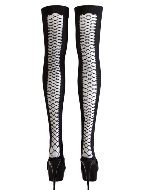 Cottelli Legwear - Czarne pończochy kabaretki S/M