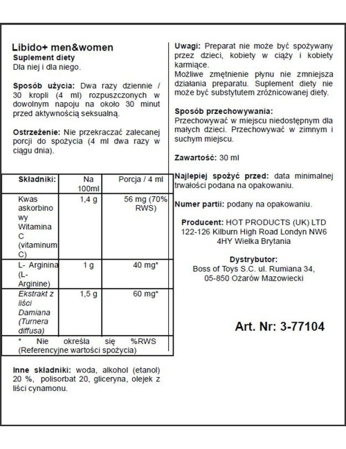 Supl.diety-Libido + (m+w) 30ml