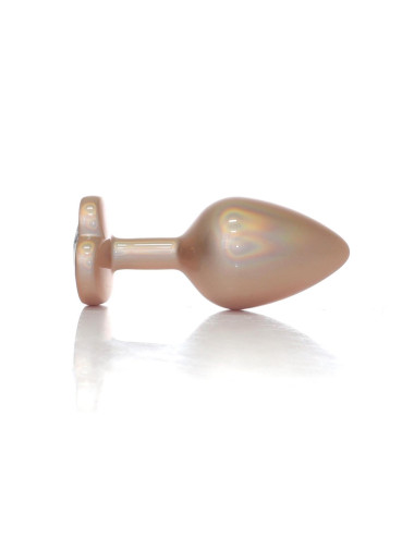 Plug-Jewellery Pearl Gold Heart PLUG- Clear M