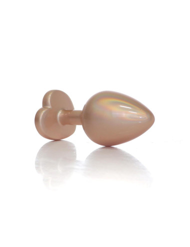 Plug-Jewellery Pearl Gold Heart PLUG- Clear M