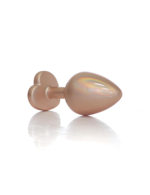 Plug-Jewellery Pearl Gold Heart PLUG- Clear M