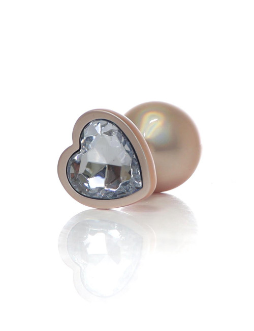 Plug-Jewellery Pearl Gold Heart PLUG- Clear M
