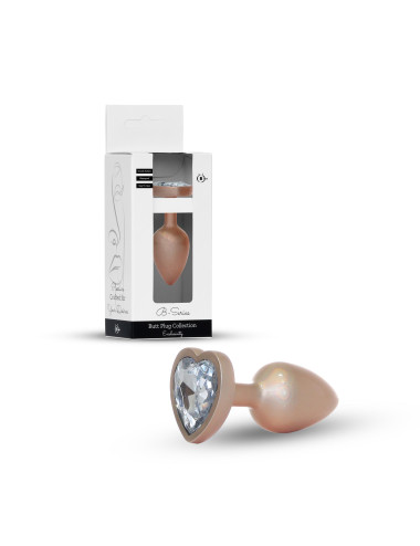 Plug-Jewellery Pearl Gold Heart PLUG- Clear M