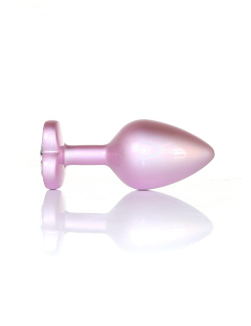 B - Series HeavyFun Metalowy Plug z Różowym Kryształkiem i Serduszkiem M