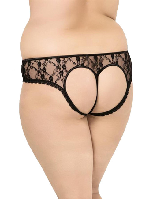 Softline Koronkowe stringi Plus Size 2472 Czarne XL