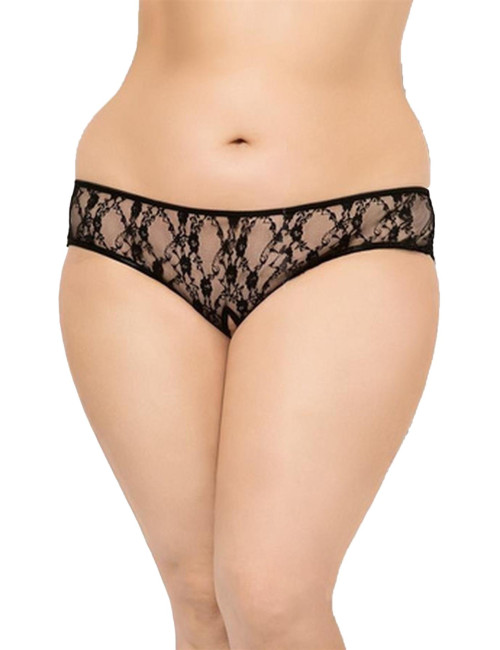 Softline Koronkowe stringi Plus Size 2472 Czarne XL