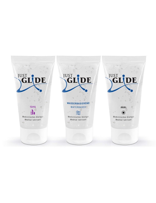 Just Glide 3x50 ml - Afrodyzjaki, lubrykant na bazie wody, zestaw Waterbased/Toys/Anal