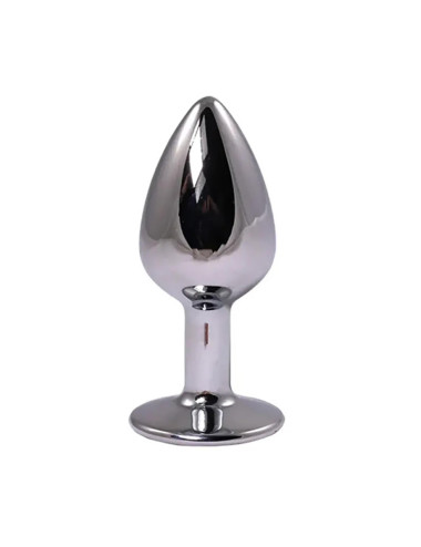 Silver Large Butt Plug with Red Diamond