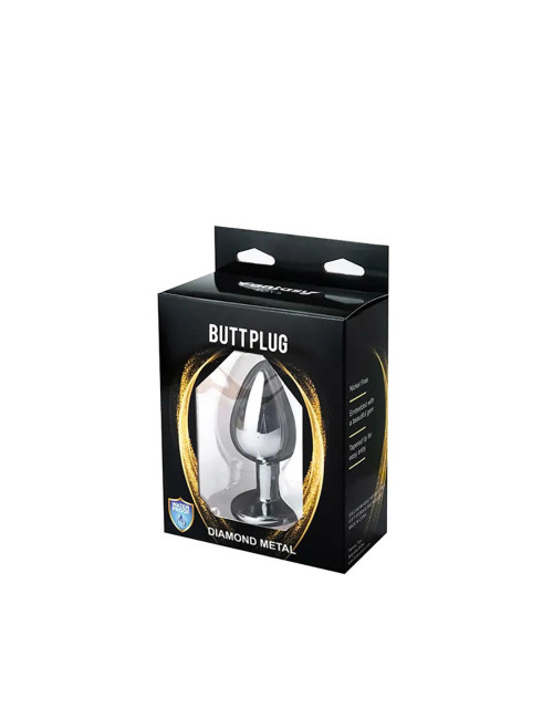 Fantasy Srebrny Plug Analny 9 cm z Czerwonym Kryształem