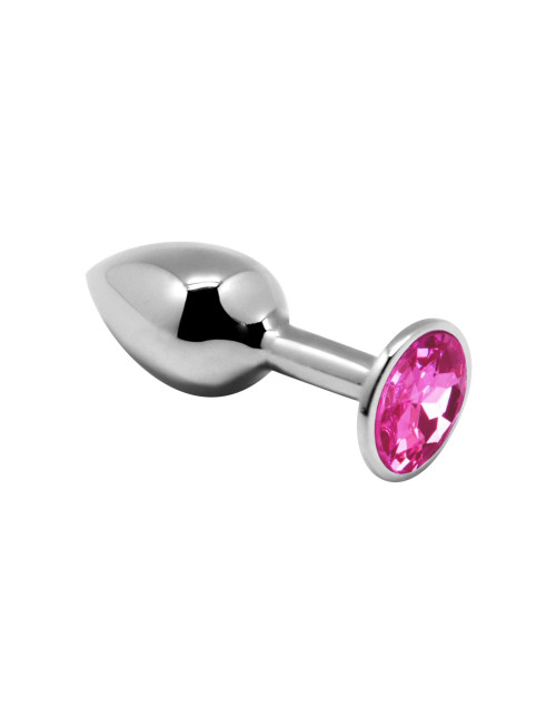 Mini Metalowy Plug Analny M - Różowy z Kryształem, IPX8, 8 cm, 110 g