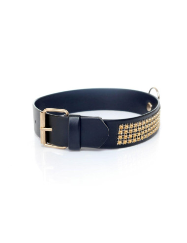 Fetish B - Series Collar with crystals 3 cm gold