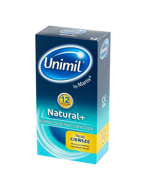 UNIMIL NATURAL+ Cienkie Prezerwatywy z Zbiorniczkiem - Box 12 Afrodyzjaki
