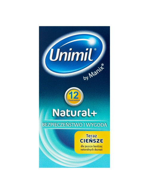 Unimil Natural+ Cienkie Prezerwatywy z Zbiorniczkiem 12 szt.