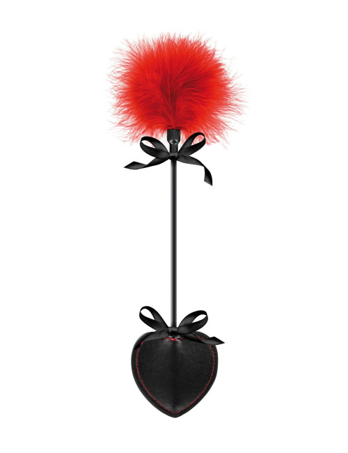 Sweet Caress Red/Black Crop Whip - Pejcz BDSM z sercem