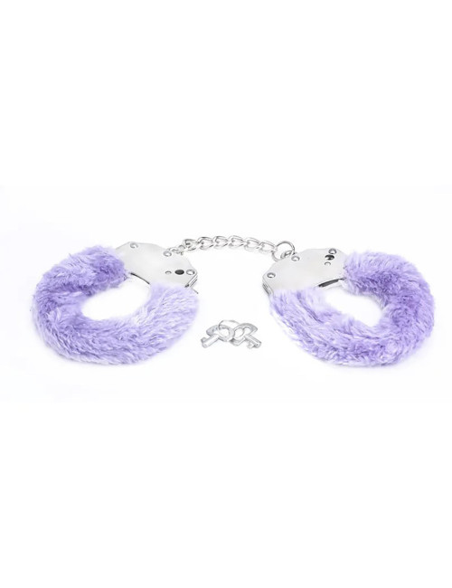Metal handcuffs with purple furry