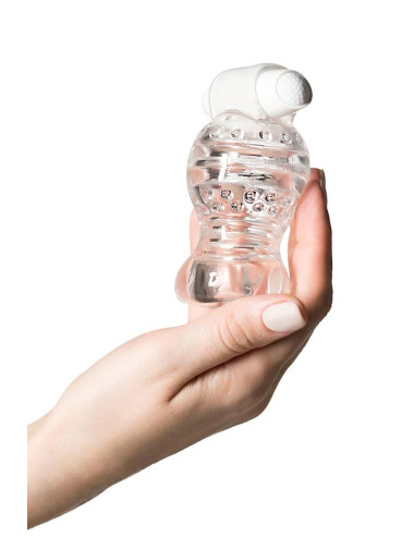 Lingam Shakti, Vibrating Masturbator, TPE, Transparent, 9 cm