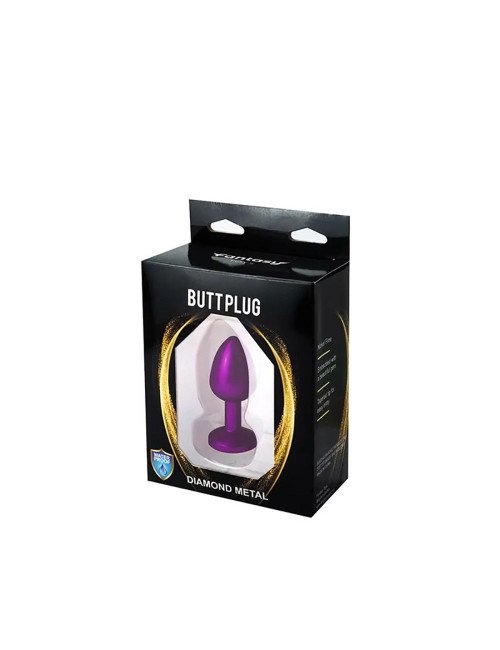 Fantasy Fioletowy Plug Analny z Białym Diamentem 7 cm