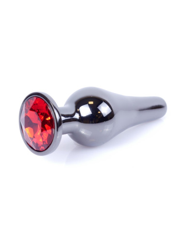Plug-Jewellery Dark Silver BUTT PLUG- Red