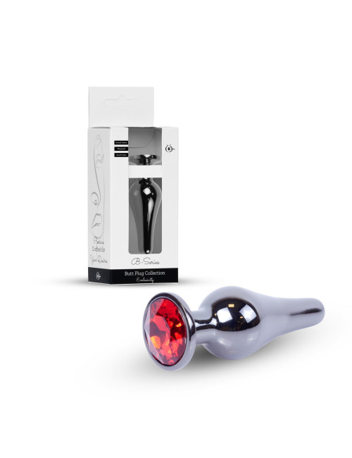 Plug-Jewellery Dark Silver BUTT PLUG- Red